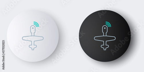 Line UAV Drone icon isolated on grey background. Military Unmanned aircraft spy. Colorful outline concept. Vector.