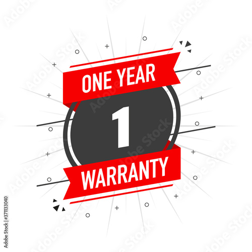 Red warranty stamp. One year warranty. Flat design. Check mark icon. Checklist document. Shield icon. Quality mark. Vector sign. Vector illustration.