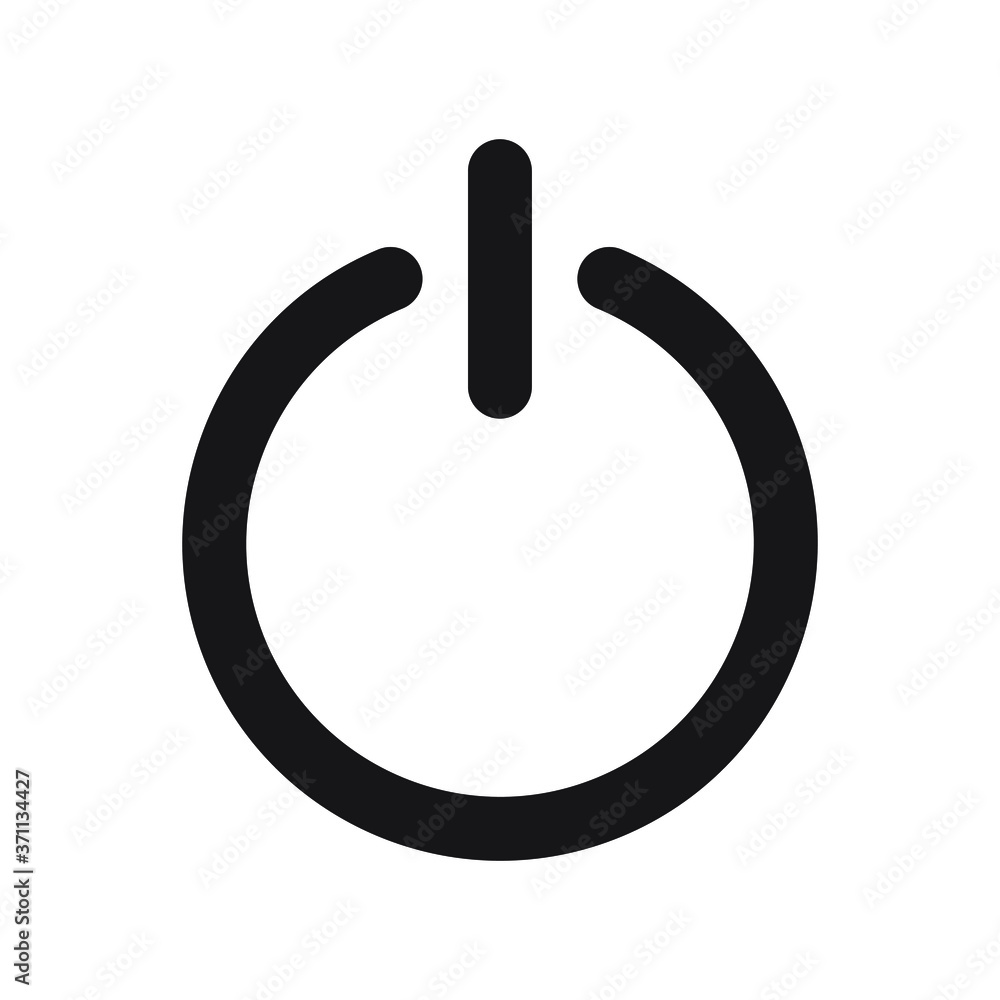 Power button icon. Flat on off switch symbol. Start sign silhouette. Vector illustration image. Isolated on white background. Power button icon. Flat on off switch symbol. Start sign silhouette. Vector illustration image. Isolated on white background.