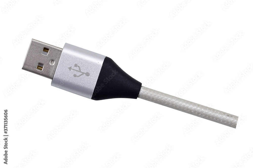 Silver usb connector isolated on white background Silver usb connector isolated on white background