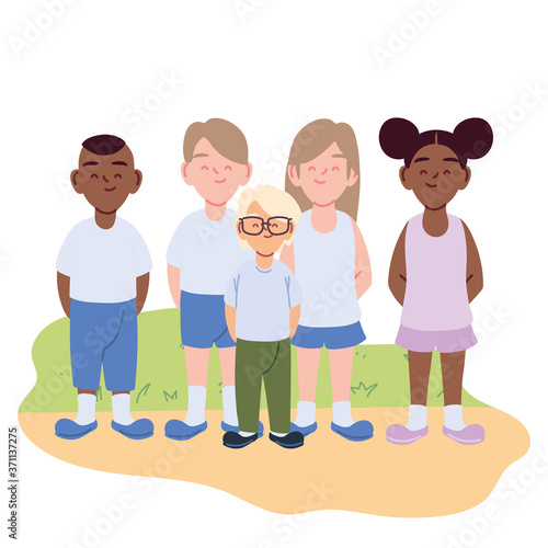 girls and boys cartoons vector design