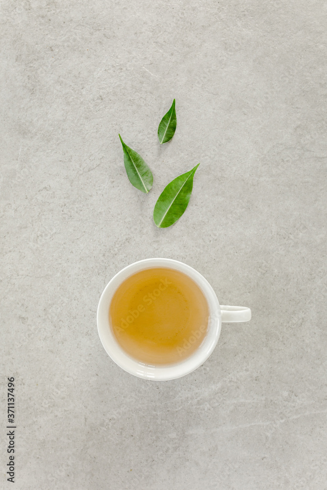 custom made wallpaper toronto digitalCup of fresh green tea with tea leaves. Flat lay, top view. Tea concept