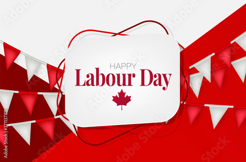 Happy Labour Day. Canada national holiday. Canadian flag red and white colors. Vector illustration.