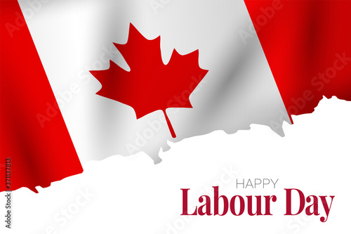 Canada Labour Day banner. Canadian flag background. National workers holiday concept. Vector illustration.