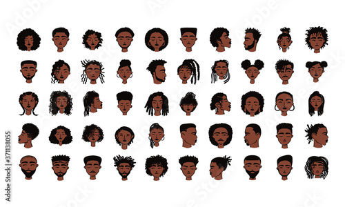 group of fifty afro ethnic people avatars characters