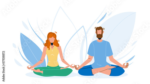 Consciousness Mind Meditating Man And Woman Vector