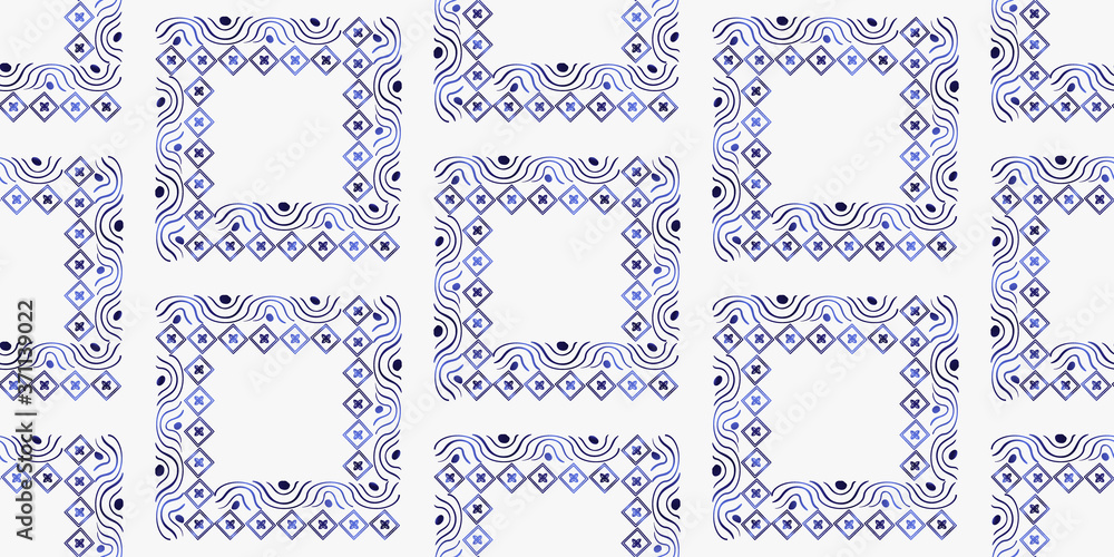 Obraz premium trendy stripes pattern Vector blue line hand drawn seamless