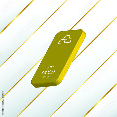 3D Gold Bar with Luxury Background Vector Illustration Isolated.