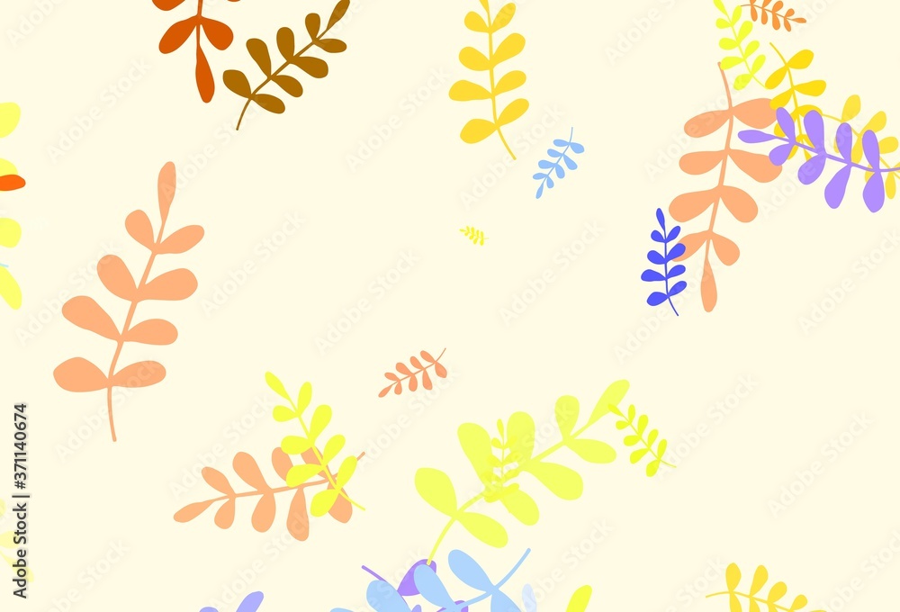 Light Multicolor vector doodle template with leaves.