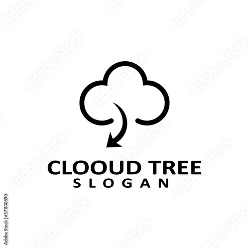 Cloud tree logo template design vector