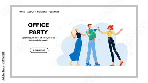 Office Party Colleagues Celebrate Holiday Vector Illustration