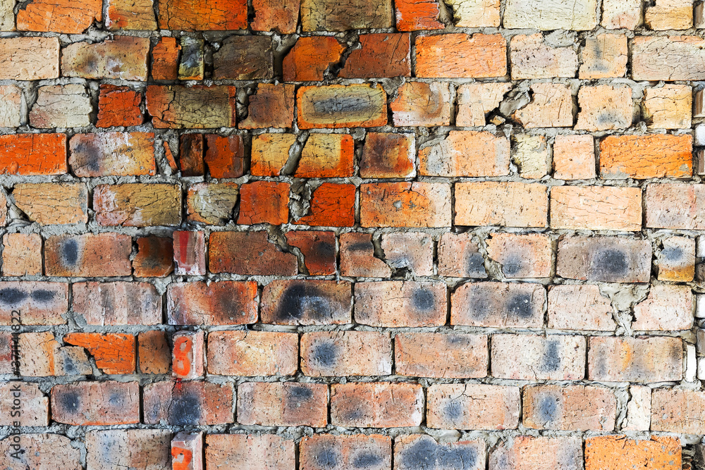Abstract background old white brick wall with cracks and scratches. Landscape style. Great background or texture. Abstract background old white brick wall with cracks and scratches. Landscape style. Great background or texture.