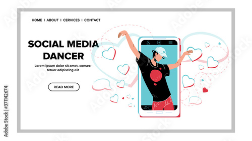 Social Media Dancer Performing Dance Online Vector