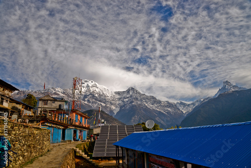 Annapurna mountain range along the base camp trail, Nepal