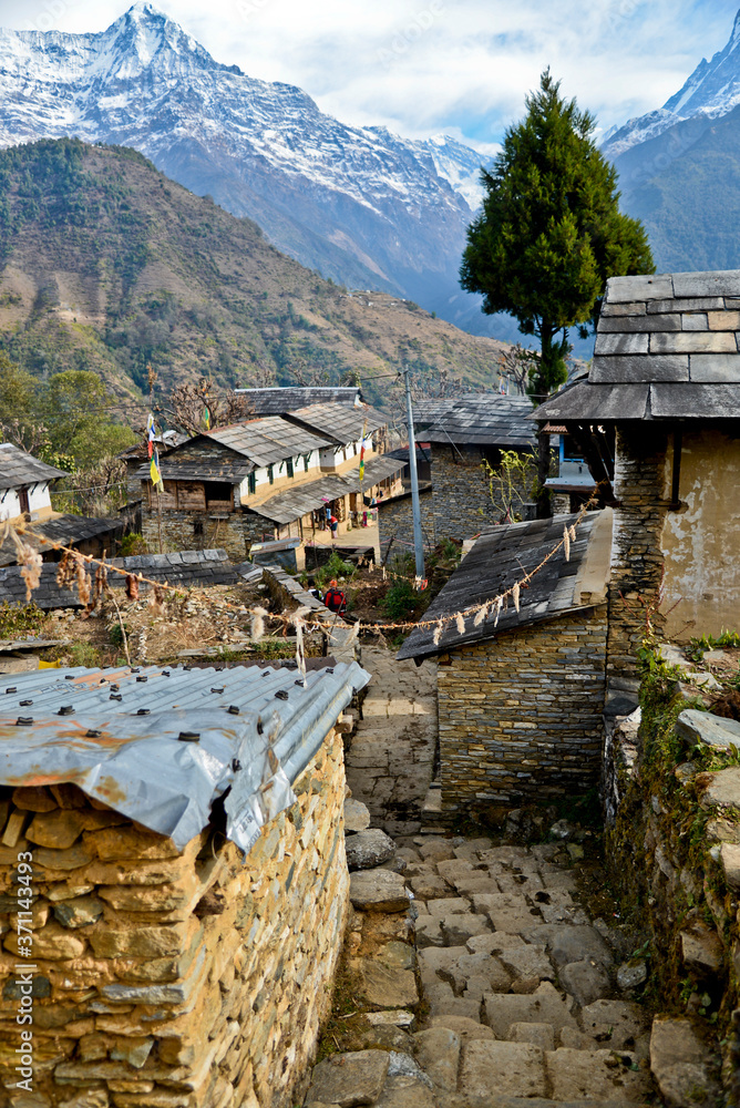 View of a village in Ghandruk, Nepal