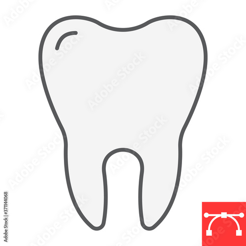Tooth color line icon, dental and stomatolgy, tooth sign vector graphics, editable stroke filled outline icon, eps 10.