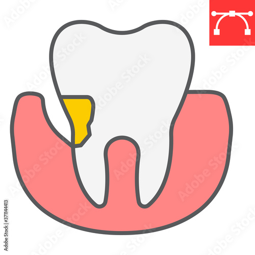 Periodontitis color line icon, dental and stomatolgy, periodontal tooth sign vector graphics, editable stroke filled outline icon, eps 10.