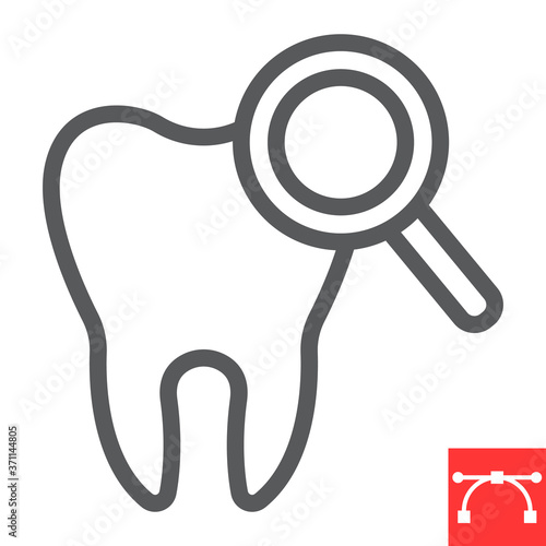Dental checkup line icon, dental and stomatolgy, teeth check up sign vector graphics, editable stroke linear icon, eps 10.