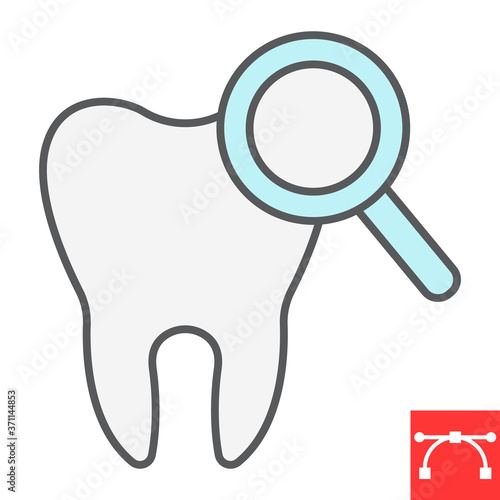 Dental checkup color line icon, dental and stomatolgy, teeth check up sign vector graphics, editable stroke filled outline icon, eps 10.