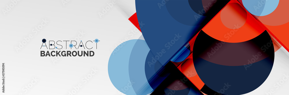 Bright color circles, abstract round shapes and triangles composition with shadow effects. Vector modern geometric design template Bright color circles, abstract round shapes and triangles composition with shadow effects. Vector modern geometric design template