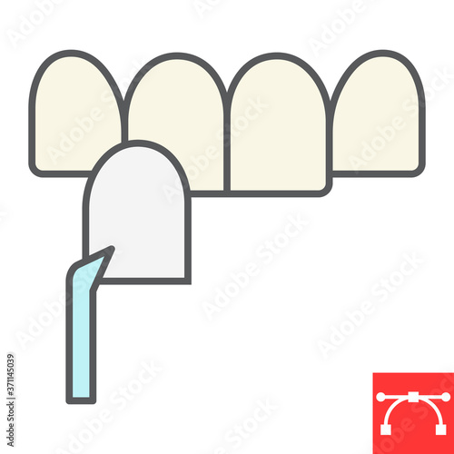 Dental veneer color line icon, teeth and stomatolgy, dental veneers sign vector graphics, editable stroke filled outline icon, eps 10.