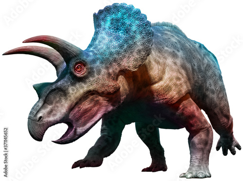 Triceratops dinosaur charging 3D illustration © warpaintcobra