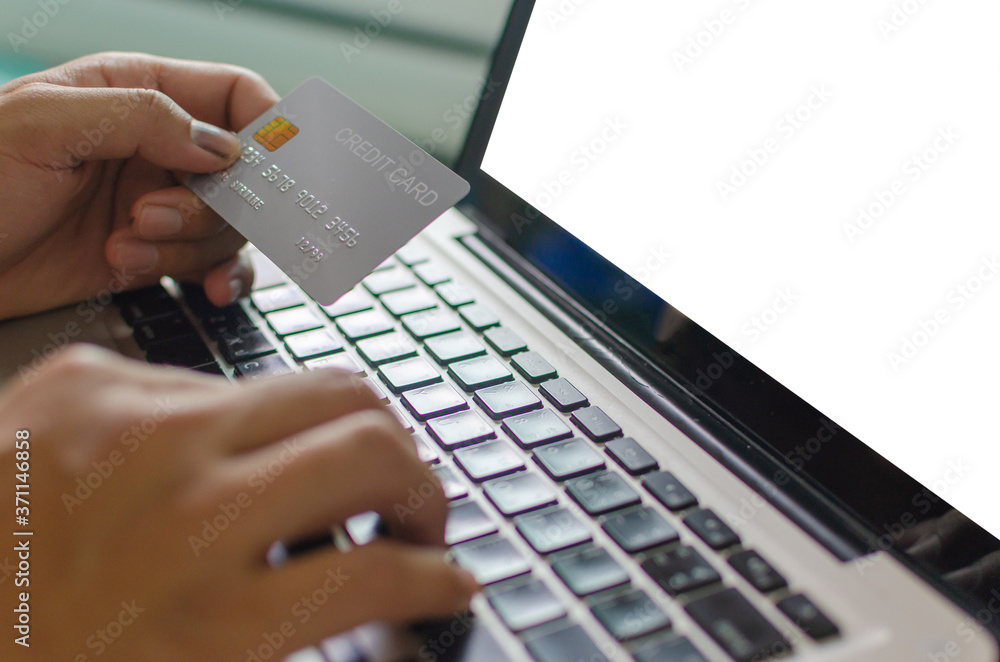 Man Shopping Online Using Laptop With Credit Card Man Shopping Online Using Laptop With Credit Card