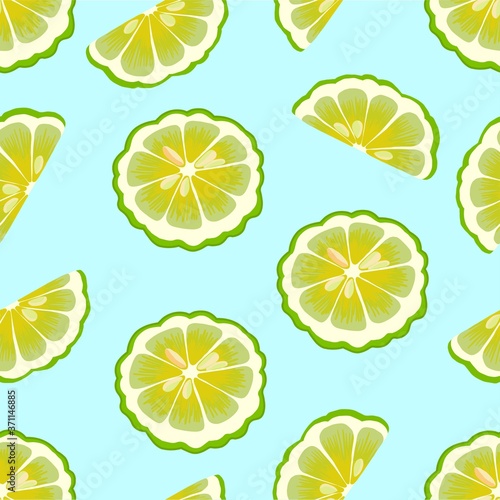 Bergamot fruits seamless vector pattern. Repeated fabric botanical design