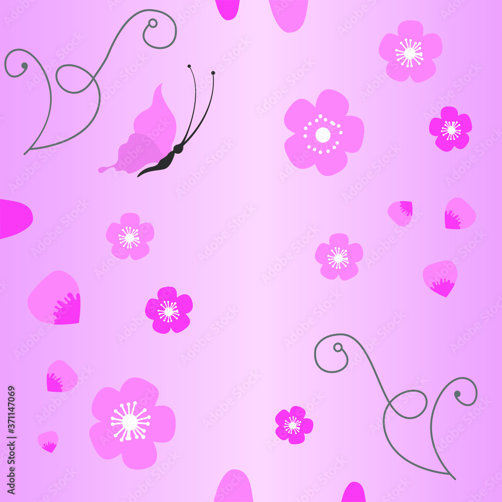 Floral and butterfly fun beauty background poster vector design illustration