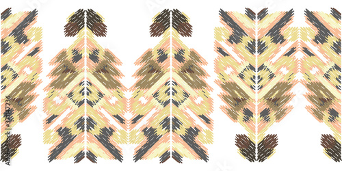 Drapery curves pagan tripe seamless pattern. Indian old surface background. Vector ornament