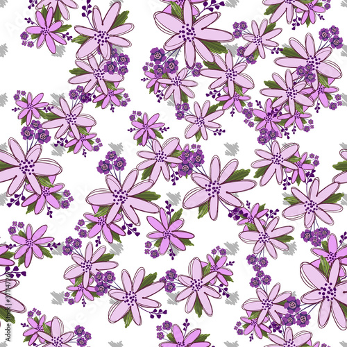 Seamless floral pattern. Flowers texture. Simplicity flower surface soft design.