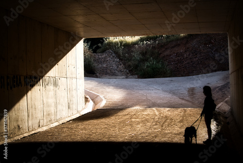 Siluetas bajo el puente