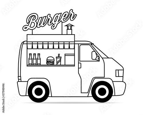 Ein deutscher Bus umgebaut zu einem Burger-Truck