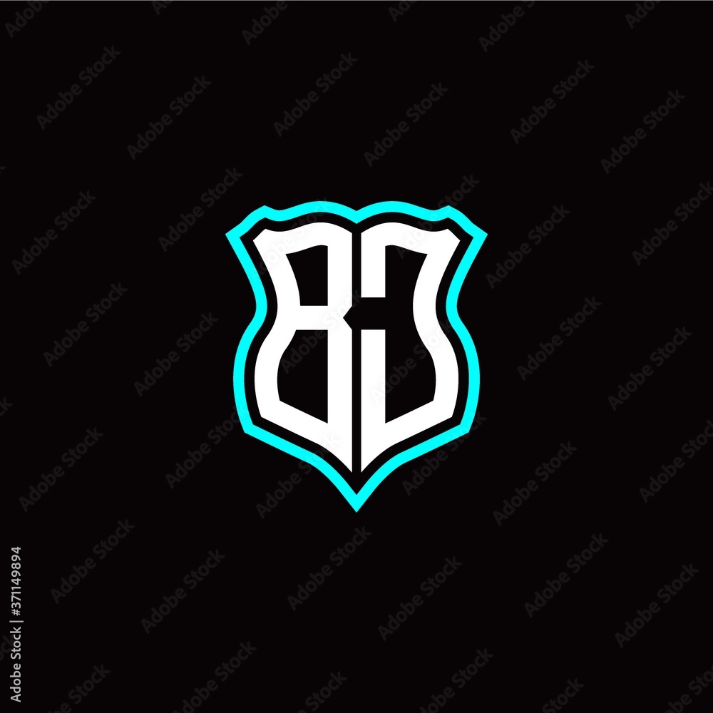 Initial B J letter with shield style logo template vector