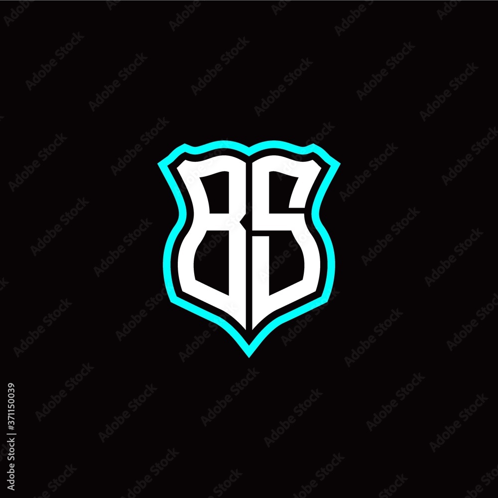 Initial B S letter with shield style logo template vector