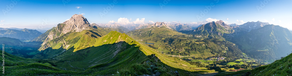 Fototapeta premium Sunset tour in the Kleinwalsertal Allgau Alps