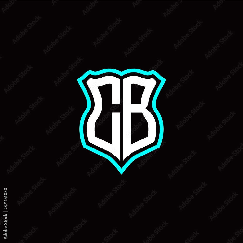 Initial C B letter with shield style logo template vector