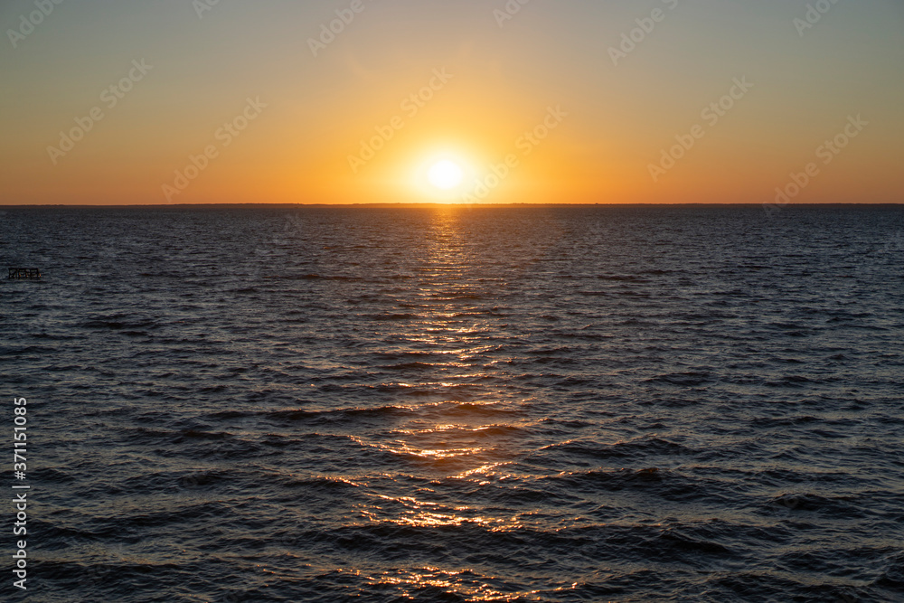 Spectacular sunrise on the sea