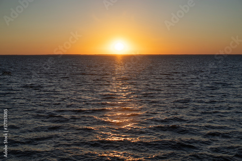 Spectacular sunrise on the sea