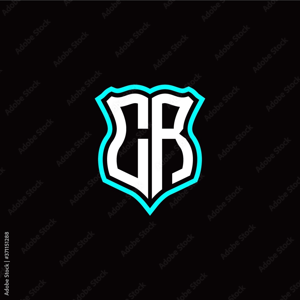 Initial C R letter with shield style logo template vector