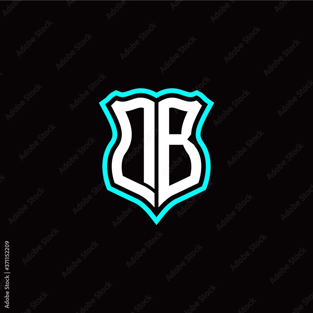 Initial D B letter with shield style logo template vector