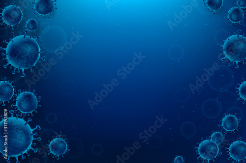 Coronavirus outbreak Covid-19 design with falling virus cell on a dark background 002