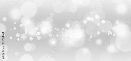 White lights bokeh, defocus glitter blur on gray background. illustration.