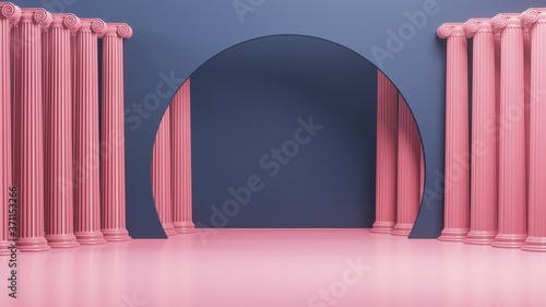 Photography Ionic columns background  3d render.