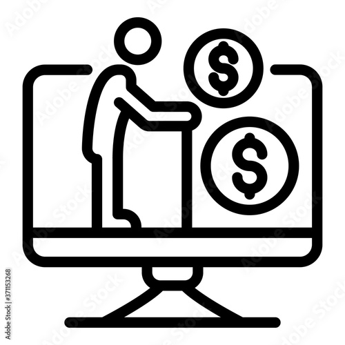 Senior man allowance icon. Outline senior man allowance vector icon for web design isolated on white background