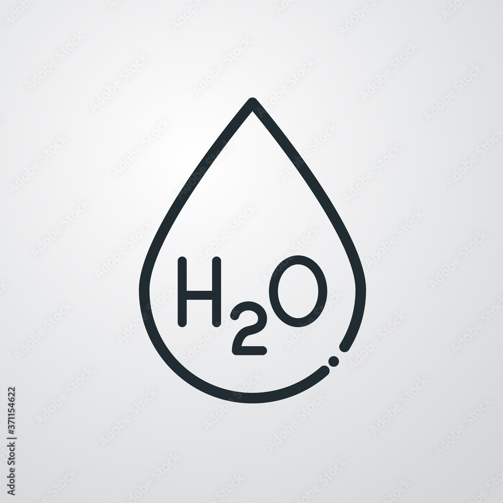 Logotipo lineal gota de agua con texto h2o en fondo gris Logotipo lineal gota de agua con texto h2o en fondo gris