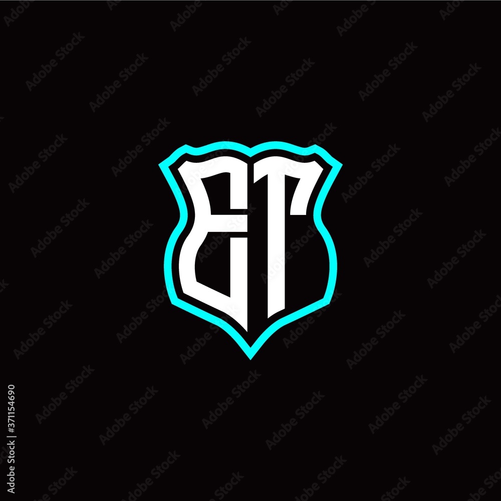 Initial E T letter with shield style logo template vector Initial E T letter with shield style logo template vector