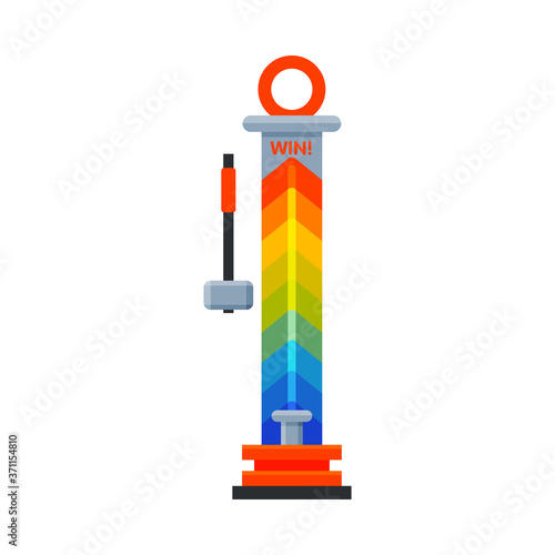 Arcade Game Machine with Hammer, Amusement Gaming Machinery Vector Illustration
