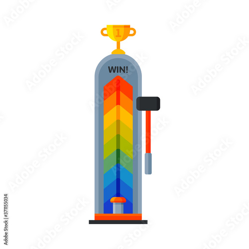 Arcade Game Machine with Hammer, Gaming Machinery Vector Illustration