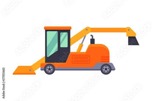 Winter Snow Removal Machine, Professional Cleaning Road Vehicle Vector Illustration